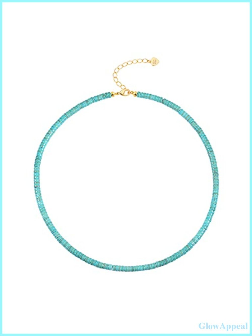 Handmade Turquoise Beaded Choker Necklace 18k Gold Plated Boho Women Jewelry